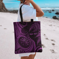 Personalised New Zealand Purple Darts Tote Bag Maori Fern Curve Style