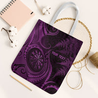 Personalised New Zealand Purple Darts Tote Bag Maori Fern Curve Style
