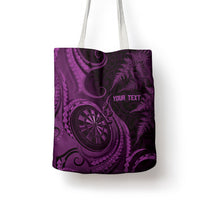 Personalised New Zealand Purple Darts Tote Bag Maori Fern Curve Style