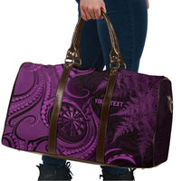 Personalised New Zealand Purple Darts Travel Bag Maori Fern Curve Style