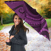 Personalised New Zealand Purple Darts Umbrella Maori Fern Curve Style