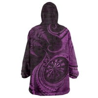 Personalised New Zealand Purple Darts Wearable Blanket Hoodie Maori Fern Curve Style