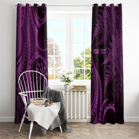 Personalised New Zealand Purple Darts Window Curtain Maori Fern Curve Style