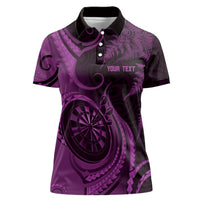 Personalised New Zealand Purple Darts Women Polo Shirt Maori Fern Curve Style