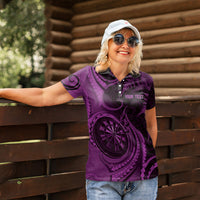 Personalised New Zealand Purple Darts Women Polo Shirt Maori Fern Curve Style