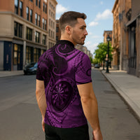 Personalised New Zealand Purple Darts Zipper Polo Shirt Maori Fern Curve Style