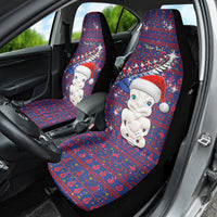 Personalized New Zealand Christmas Car Seat Cover Haka Fern Santa Tiki Meri Kirihimete LT05 - Polynesian Pride
