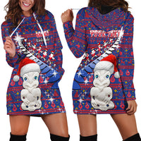 Personalized New Zealand Christmas Hoodie Dress Haka Fern Santa Tiki Meri Kirihimete LT05 - Polynesian Pride