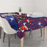 New Zealand Christmas Tablecloth Haka Fern Santa Tiki Meri Kirihimete LT05 - Polynesian Pride