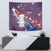 New Zealand Christmas Tapestry Haka Fern Santa Tiki Meri Kirihimete LT05 - Polynesian Pride