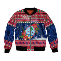 Guam Christmas Bomber Jacket Guaman Seal Poinsettia Felis Pasgua LT05 Unisex Red - Polynesian Pride