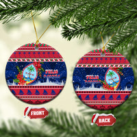 Guam Christmas Ceramic Ornament Guaman Seal Poinsettia Felis Pasgua LT05 Circle Red - Polynesian Pride
