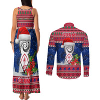 Guam Christmas Couples Matching Tank Maxi Dress and Long Sleeve Button Shirts Guaman Seal Poinsettia Felis Pasgua LT05 - Polynesian Pride