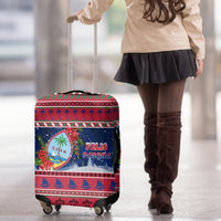 Guam Christmas Luggage Cover Guaman Seal Poinsettia Felis Pasgua LT05 - Polynesian Pride