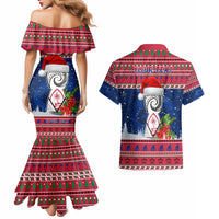 Personalized Guam Christmas Couples Matching Mermaid Dress and Hawaiian Shirt Guaman Seal Poinsettia Felis Pasgua LT05 - Polynesian Pride