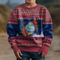 Personalised Guam Christmas Kid Ugly Christmas Sweater Guaman Seal Poinsettia Felis Pasgua LT05 - Polynesian Pride