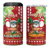 Personalised Hawaii Christmas 4 in 1 Can Cooler Tumbler Funny Santa Claus Surf Mele Kalikimaka