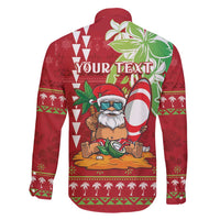 Personalised Hawaii Christmas Family Matching Long Sleeve Bodycon Dress and Hawaiian Shirt Funny Santa Claus Surf Mele Kalikimaka LT05 - Polynesian Pride