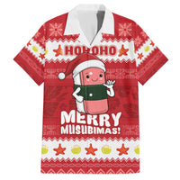 Hawaii Funny Christmas Family Matching Off The Shoulder Long Sleeve Dress and Hawaiian Shirt Spam Musubi Santa