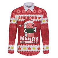 Hawaii Funny Christmas Family Matching Puletasi and Hawaiian Shirt Spam Musubi Santa LT05 Dad's Shirt - Long Sleeve Red - Polynesian Pride