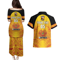 Papua New Guinea Rugby Custom Couples Matching Puletasi and Hawaiian Shirt Kumul Pride Go Champions
