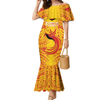 Papua New Guinea Rugby Custom Family Matching Mermaid Dress and Hawaiian Shirt Kumul Pride Go Champions