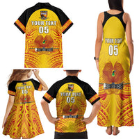 Papua New Guinea Rugby Custom Family Matching Tank Maxi Dress and Hawaiian Shirt Kumul Pride Go Champions