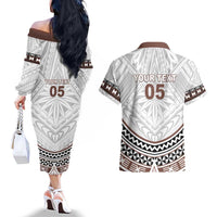 Fiji Rugby Custom Couples Matching Off The Shoulder Long Sleeve Dress and Hawaiian Shirt Fijian Bati Go Champions