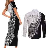 New Zealand Kiwi Rugby Custom Couples Matching Short Sleeve Bodycon Dress and Long Sleeve Button Shirt Go Champions Maori Pattern LT05 - Polynesian Pride