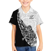 New Zealand Kiwi Rugby Custom Family Matching Off The Shoulder Long Sleeve Dress and Hawaiian Shirt Go Champions Maori Pattern LT05 Son's Shirt White - Polynesian Pride
