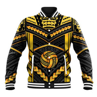 Custom Polynesia Beach Volleyball Baseball Jacket Gold Polynesian Tribal Pattern - Polynesian Pride