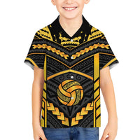 Custom Polynesia Beach Volleyball Family Matching Tank Maxi Dress and Hawaiian Shirt Gold Polynesian Tribal Pattern LT05 Son's Shirt Gold - Polynesian Pride