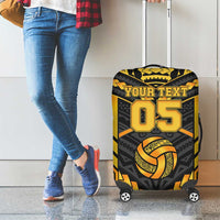 Custom Polynesia Beach Volleyball Luggage Cover Gold Polynesian Tribal Pattern - Polynesian Pride
