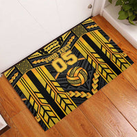 Custom Polynesia Beach Volleyball Rubber Doormat Gold Polynesian Tribal Pattern - Polynesian Pride