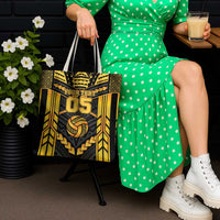Custom Polynesia Beach Volleyball Tote Bag Gold Polynesian Tribal Pattern - Polynesian Pride