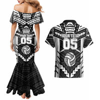 Custom Polynesia Beach Volleyball Couples Matching Mermaid Dress and Hawaiian Shirt Polynesian Tribal Pattern - Polynesian Pride