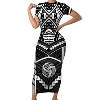 Custom Polynesia Beach Volleyball Short Sleeve Bodycon Dress Polynesian Tribal Pattern - Polynesian Pride