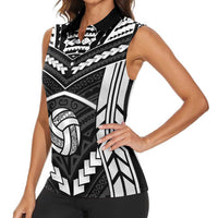 Custom Polynesia Beach Volleyball Women Sleeveless Polo Shirt Polynesian Tribal Pattern - Polynesian Pride