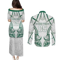 Custom Hawaii Volleyball Couples Matching Puletasi and Long Sleeve Button Shirt Polynesian Pattern - Polynesian Pride