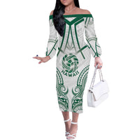 Custom Hawaii Volleyball Off The Shoulder Long Sleeve Dress Polynesian Pattern - Polynesian Pride