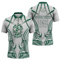 Custom Hawaii Volleyball Zipper Polo Shirt Polynesian Pattern - Polynesian Pride