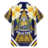 Personalised Nauru Independence Day Family Matching Puletasi and Hawaiian Shirt Coat Of Arms With Plumeria LT05 - Polynesian Pride