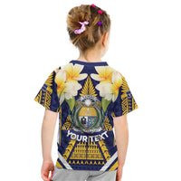 Personalised Nauru Independence Day Kid T Shirt Coat Of Arms With Plumeria - Polynesian Pride