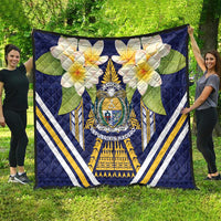 Nauru Independence Day Quilt Coat Of Arms With Plumeria - Polynesian Pride