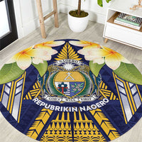 Nauru Independence Day Round Carpet Coat Of Arms With Plumeria - Polynesian Pride