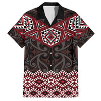New Zealand Aotearoa Family Matching Off Shoulder Maxi Dress and Hawaiian Shirt Red Taniko Art Maori Pattern