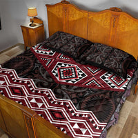 New Zealand Aotearoa Quilt Bed Set Red Taniko Art Maori Pattern