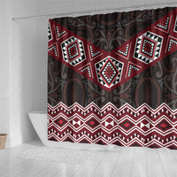 New Zealand Aotearoa Shower Curtain Red Taniko Art Maori Pattern