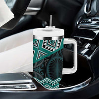 New Zealand Aotearoa Tumbler With Handle Turquoise Taniko Art Maori Pattern