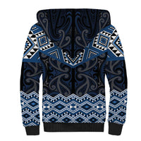 New Zealand Aotearoa Sherpa Hoodie Blue Taniko Art Maori Pattern